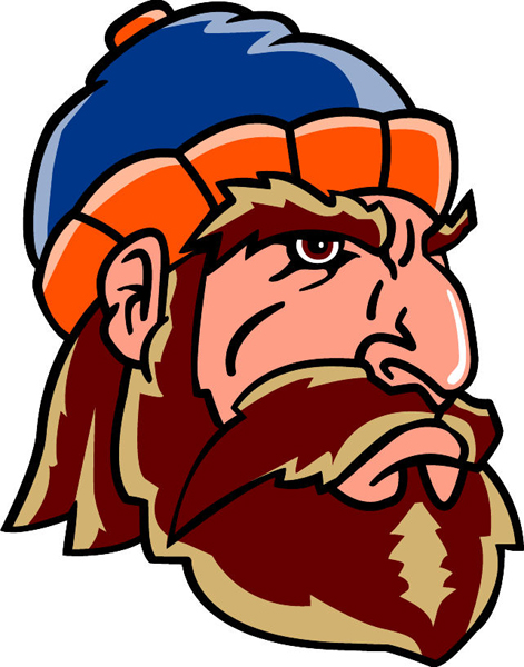 Lumberjack's head team mascot full color vinyl sports decal. Personalize on line. Lumberjack 3